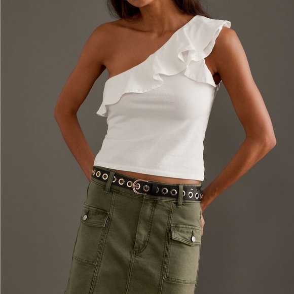 Anthropologie Tops - NWT Anthropologie Maeve White One Shoulder Cotton Top Size XL